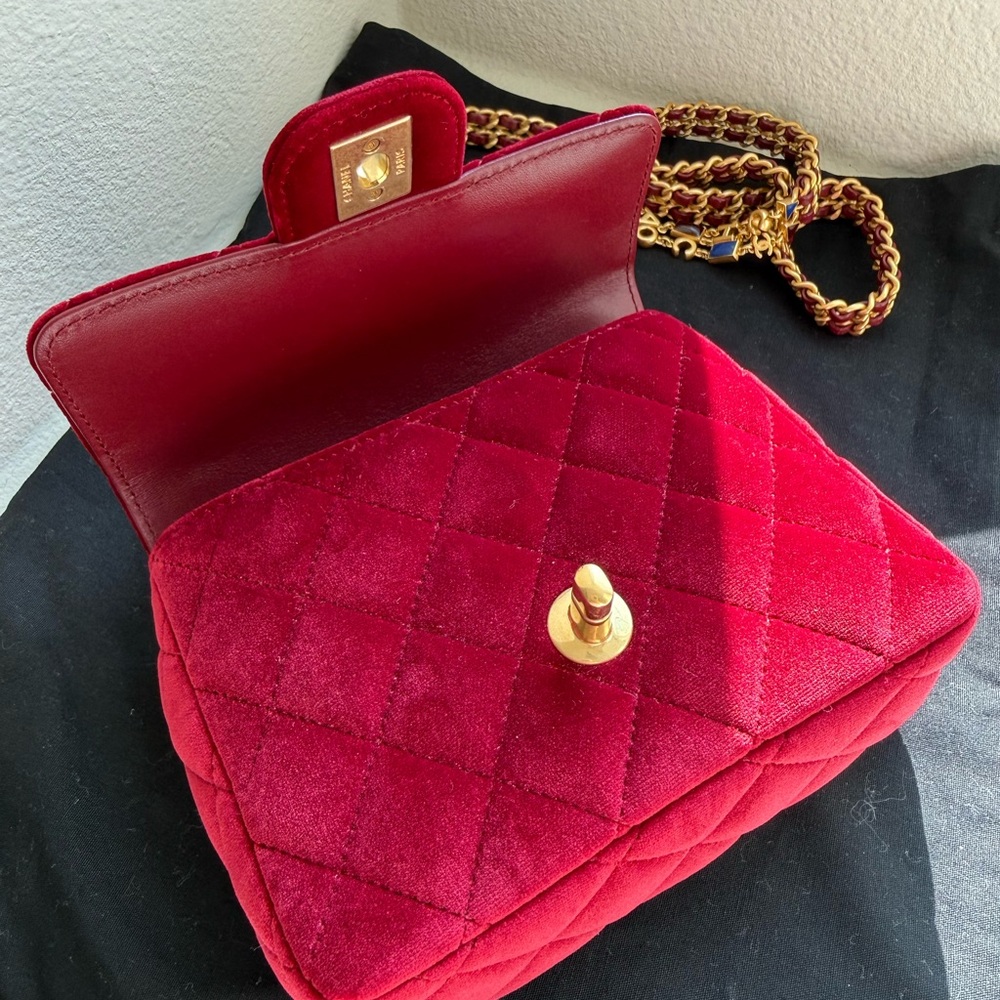 Chanel Burgundy Quilted Velvet Flap Bag - Picture 16 of 16